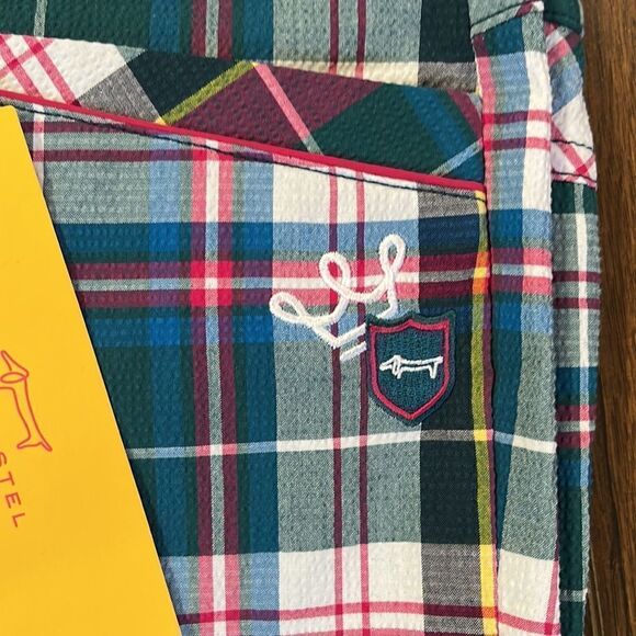 Louis Castel Paris Golf Pants in Olive and Red. plaid. Size 75. US 8 - Picture 2 of 8